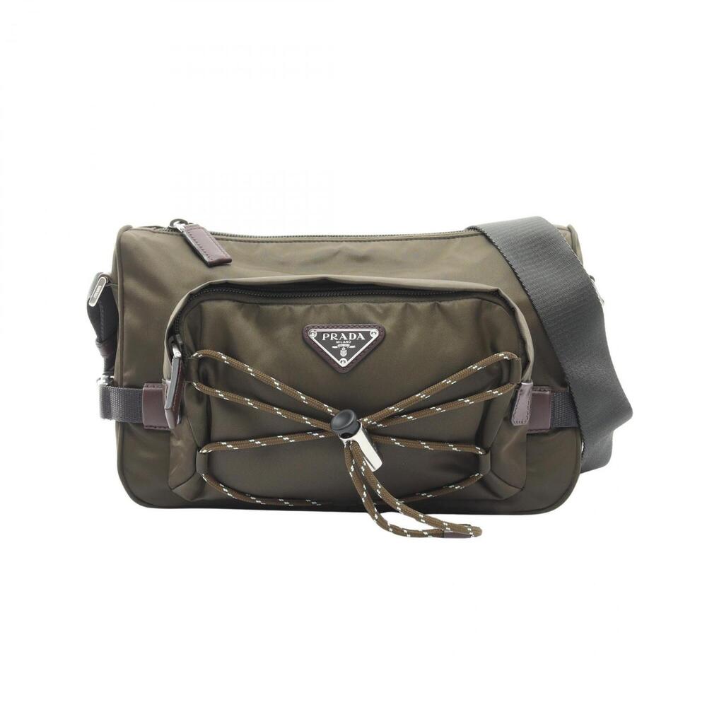 Prada Speedlock Shoulder Bag/Handbag, Nylon/Leather, Men's/Women's, Khaki/Brown
